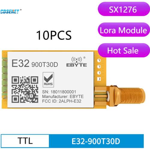 SX1276 LoRa Wireless Serial Port Module RF UART 868MHz 915MHz 30dBm 8km Long Range SMA-K CDSENET E32-900T30D TTL DIP Tranceiver