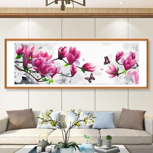 Cross-stitch Large size living room decoration painting fresh and natural magnolia flower pattern birthday gift for mother
