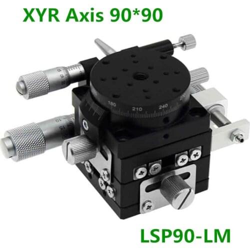 XYR 3 Axis 90MM 3.5" Manual Trimming Platform V-rail Heavy load Linear Stages and Angle Rotary Tuning sliding table LSP90-L 90