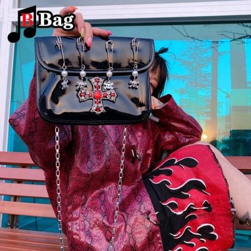Y2K Women shoulder bag punk cross messenger bag Hot Girl Fashion Versatile Handbag female PU Tote Bags