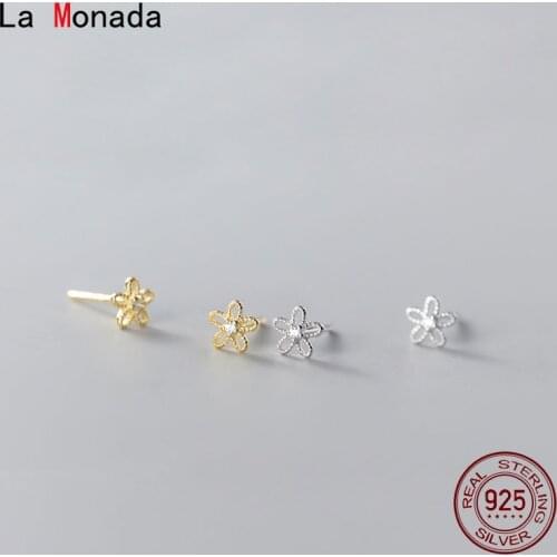 La Monada Women Silver Earrings 925 Stud Flower Small Earrings For Girls Stud Earrings Korean Beautiful Women Jewelry Female