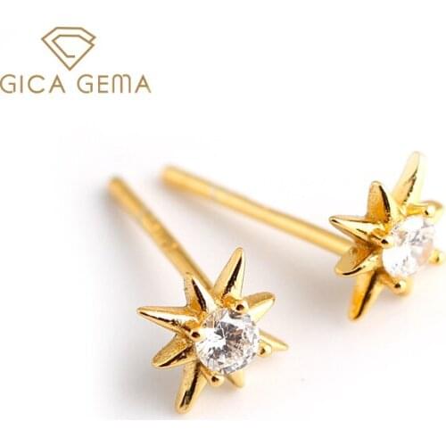 GICA GEMA Zircon Star Earrings For Women Real 925 Sterling Silver White Geometric Diamond Anniversary Engagement Fine Jewelry