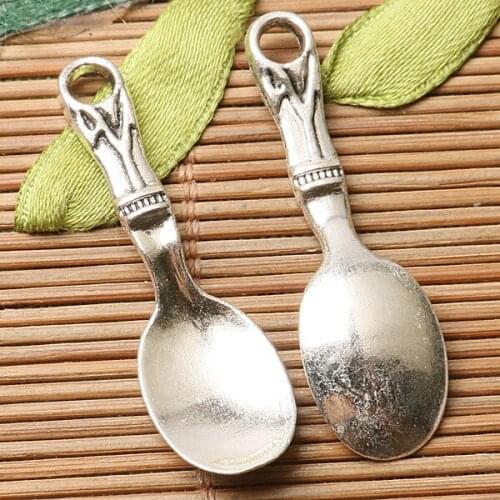 10pcs dark silver color dinner spoon design charms EF2824