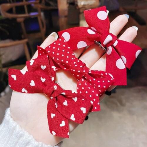 2pcs girls Polyester Fiber Bow Hair tie ropes Elastic Hair bands Scrunchies Polk dots hearts stripes rope girls hair accessories