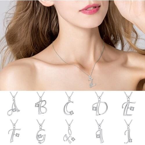 26 Initial Letters Necklace Cubic Zircon Necklaces Rose Gold Silvery Charm Jewelry Crystal Romantic Love Pendant Lady Gift