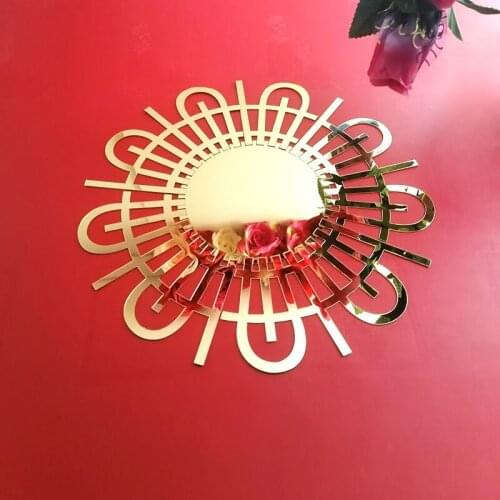 3D Acrylic Mirror Rattan Round Makeup Mirror Innovative Art Decoration Dressing Bathroom Wall Hanging Mirrors Crafts Gold Silver