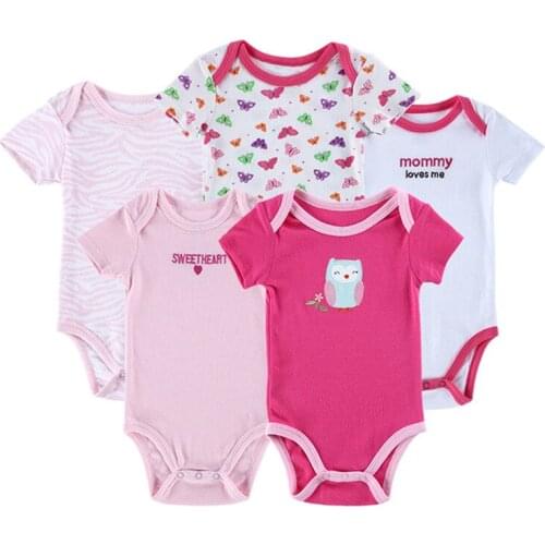 5Pcs/Lot Baby Bodysuits 100% Cotton Short Sleeve Clothing Infant Boys & Girls Jumpsuits Summer Cotton Baby clothes Set