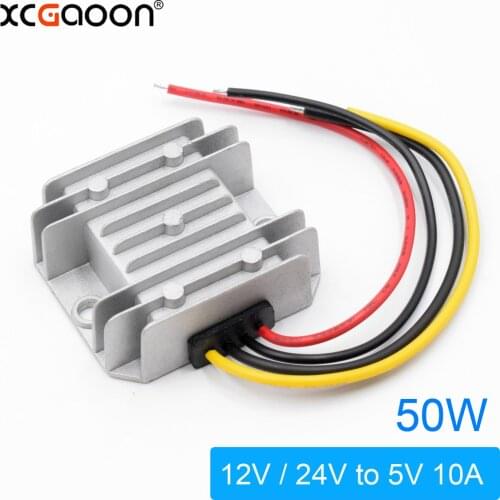 XCGaoon DC DC Converter Adapter input DC 12V 24V ( Voltage Range 8V-40V ) Output 5V 10A 50W Step Down Car Power Supply