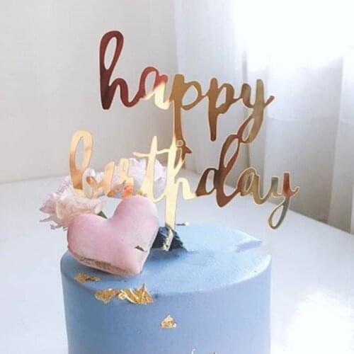 Acrylic Happy Birthday Cake Topper Gold Mirror Acrylic Cupcake Topper For Birthday Party Cake Decorating Supplies Baby Shower