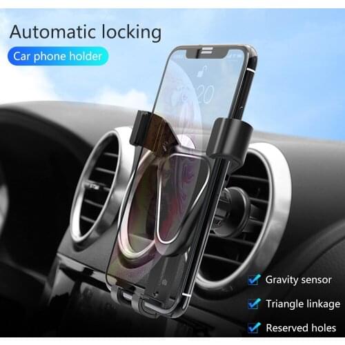 360 Rotatable Gravity Car Phone Holder For iPhone 12 11 XR Air Vent Outlet Mount Car Bracket Stand Auto Lock Mobile Phone Holder