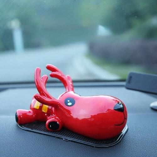 Cartoon Deer Ceramics Animal Figurine Car Decoration Interior Accessories 4 Colors Kawaii Car Ornaments Home Decor