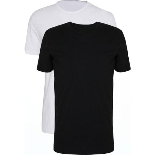 Multi-Color Men 'S Cycling Neck 2'li Basic Package Slim Fit T-Shirt