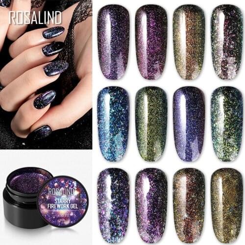 ROSALIND 5ml Starry Firework Gel Nail Polish Glitter Painting Nail Art Design Poly UV Top Base Primer For Manicure