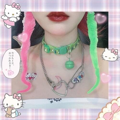 Harajuku fashion niche design European and American street summer Love Tuku pin metal Collar Necklace girl chocker gift