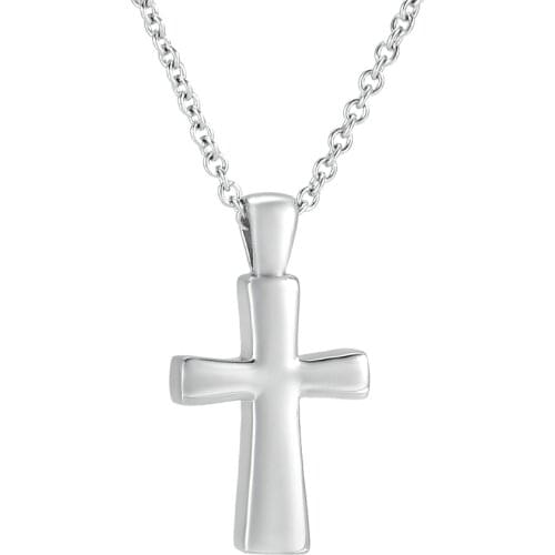 IJD9876 Rose Gold Stainless Steel Mini Secret Stash Vial Pendant,Plain Cross Keepsake Memorial Urn Necklace