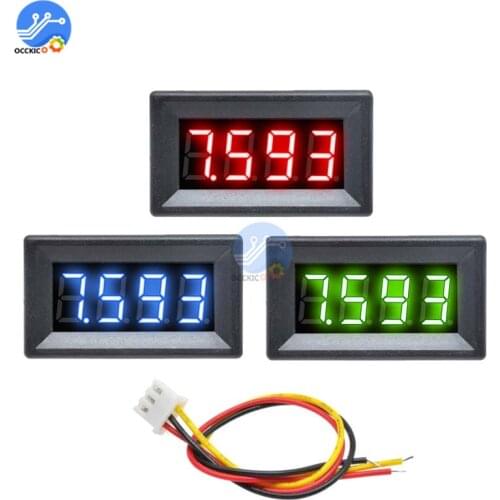 0.36 inch DC 0-100V Voltage Meter 4-Digital High Precision Voltmeter 3 Wire Red Green Blue LED Display Voltage Meter Monitor