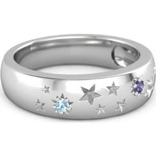 Classic Creative Carving Romantic Starry Sky Engagement Ring Fashion Love Style Couple Jewelry