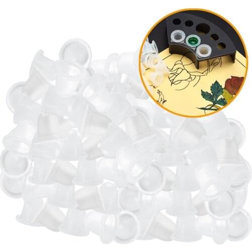 Tattoo Ink Caps , 100 Pcs Disposable Tattoo Ink Cups Pigment Ink Caps for Tattooing Supplies Kits