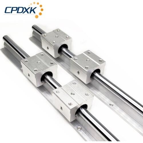 SBR20 Linear Rail Set: SBR20 Linear Guide Rail Slide Shaft Rod Any Length + 4pcs Linear Bearing Blocks For CNC Router