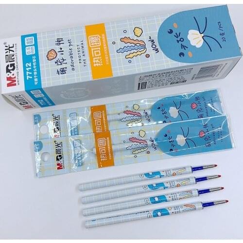 M&G Kawaii Cartoon Retractable Erasable Gel Pen Refill 0.5mm Blue Ink Color Novelty Student Gift Korean School Stationery M7712