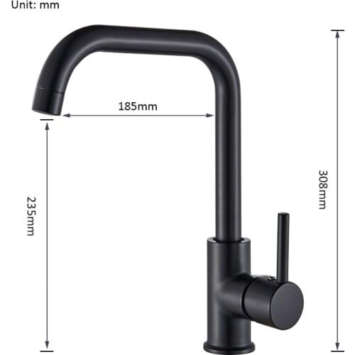 Vidric Matte Black 360 Rotate Kitchen Faucets Stainless Steel Kitchen Mixer Tap Single Handle Hot Cold Water Crane For Kitchen