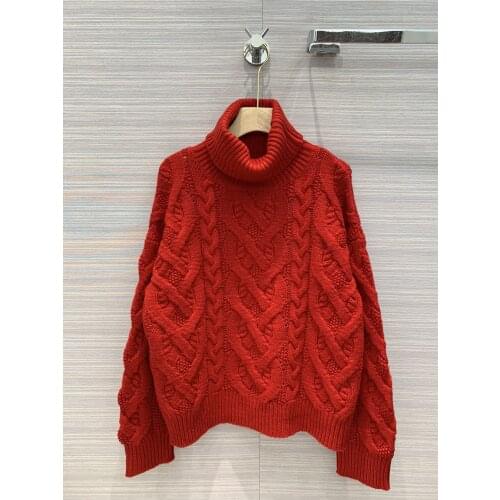 Fashion ladies 2021 new long sleeve sexy casual twist high neck cashmere sweater 1024