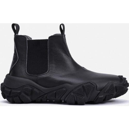 2020 Winter Gothic Mens Thick Platform Chelsea Boots Genuine Leather Work Safety Shoes Ankle Boots Casual Slip On High Top Shoes