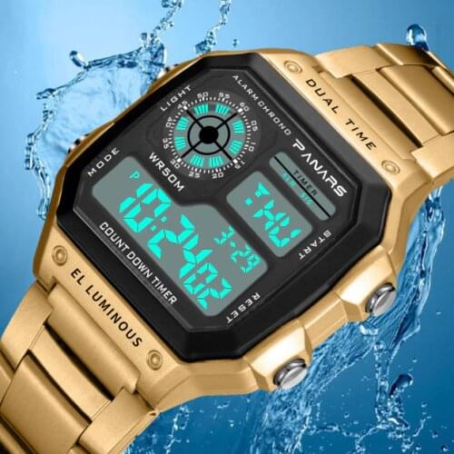 SYNOKE Men Watch Sport Digital Watches Count Down Waterproof Watch Stainless Business Wristwatches Male Digital Watches Clock