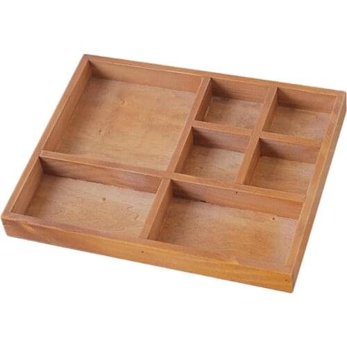 Retro Style Desktop Organizer Caddy Tray 7-Compartment Office Supplies