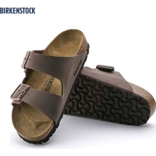 Original Birkenstock Arizona Nubuck Unisex Brown Slippers 151183