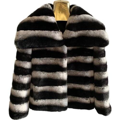 Autumn And Winter 2021 New High-end Blue Chinchilla Womens Short imported Rex Rabbit Fur Coat
