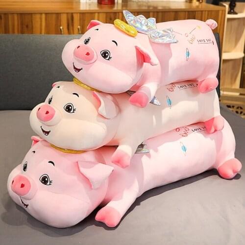 60-100cm Lovely Angel Pig Kawaii Animal Plush Toys Stuffed for Children Soft Cartoon Bed Pillow Valentine Gift