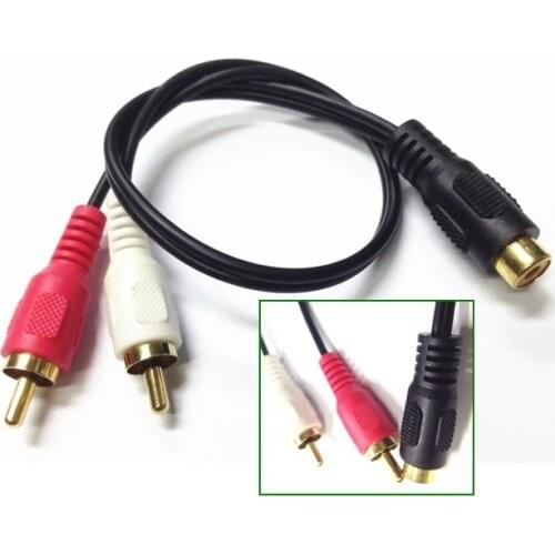 Gold-plated 1 RCA Female to 2 RCA Male, audio and video lotus cable, home theater