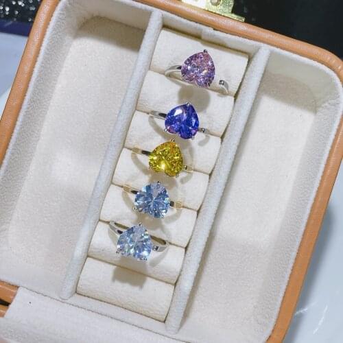 Luxury Colorful Heart Party Statement Stack Rings For Women Wedding Cubic Ziron CZ Dubai Bridal Finger Ring J2087