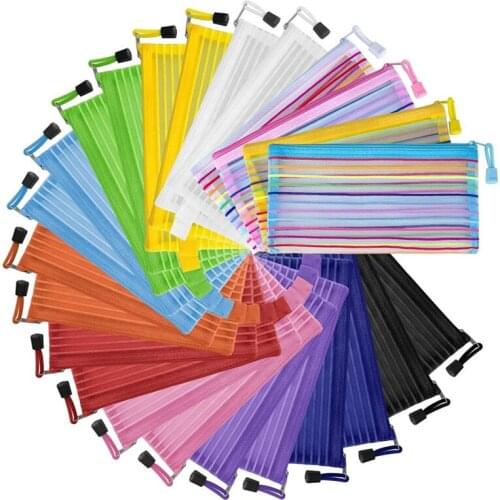 Pencil Pouch, 24 Pack Zipper Mesh Pouch Multipurpose Travel Bags, Pencil Pouches Bulk For School Office Supplies