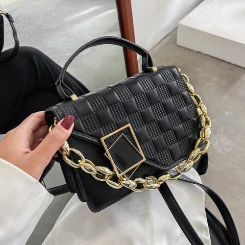 Plaid Mini Tote Bag 2021 Spring Fashion New High-quality PU Leather Womens Designer Handbag Chain Shoulder Messenger Bag