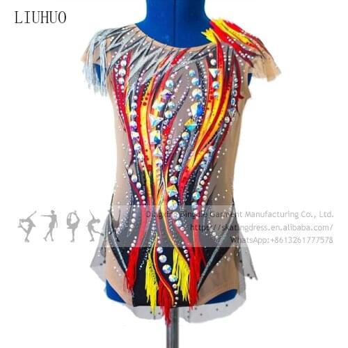 Figure Ice Skate Dress Womens Girls' Ice performance kids gymnastics leotards Promotion Leotard Artistic Costume Multicolor