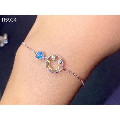 New natural topaz bracelet 925 silver ladies bracelet simple and fresh design cute smiley face bracelet
