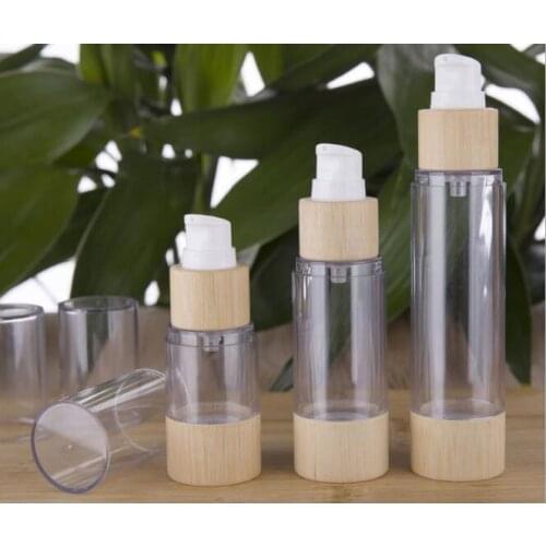 10pcs/lot Eco-friendly Bamboo 20ml-120ml Empty Airless Vacuum Spray Pump Bottles for Makeup Cream Serum Lotion Skin Care