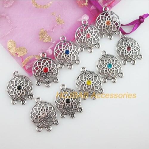 20 New Sun Charms Tibetan Silver Tone Retro Mixed Crystal Connectors 18x24.5mm