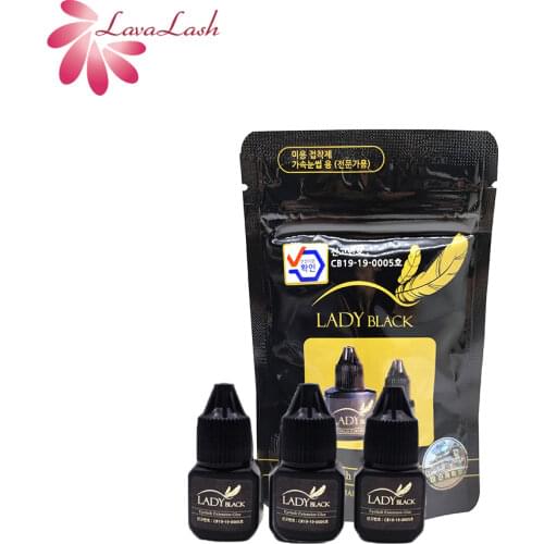 3 Bottles 5ml Lady Black Eyelash Extension Glue Low stimulation Eyelash Glue Korean Original Sealed Bag Beauty Makeup Tools
