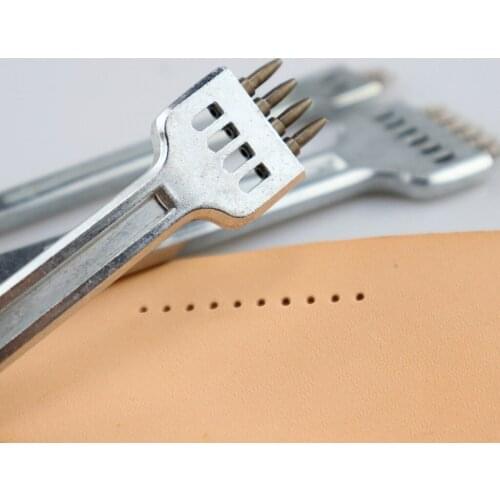 3pcs Steel Leathercraft HOLE PUNCH LACING STITCHING TOOL 2+4+6 Prong Silver