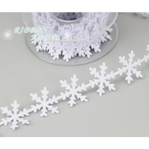 5 meters/lot) 25mm Non-woven snowflake decorative band Ultrasonic embossed non-woven Christmas day decorative ribbon