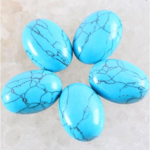5Pcs/Lot 18x25MM CAB Cabochon Oval Natural Stone Bead For Making Necklace Bracelet Earrings Blue Howlite K592