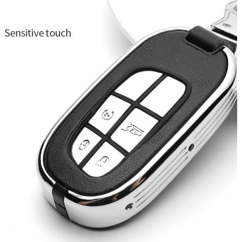 Car Zinc Alloy Leather Key Case Cover Bag Wallet For Jeep Grand Cherokee Compass Patriot Renegade For Dodge Challenger Journey