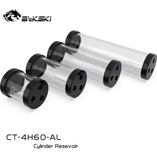 Bykski Metal Cap Transparent Reservoir Tank 60mm 80/130/180/240mm CT-4H60-AL