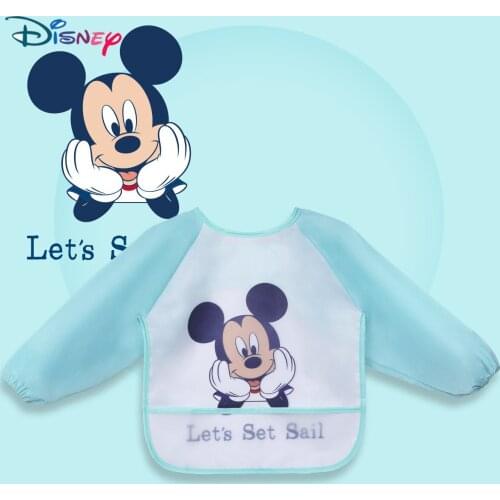 Disney Infant Eating Children Long Sleeve Mickey Minnie Pooh Sofia Baby Bibs Cute Cartoon Bibs Waterproof Baby Feeding Bib