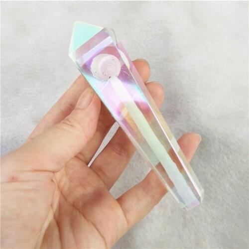 Drop Shipping wholesale aura quartz Crystal Smoking Pipe + strainer quartz stone healing wand Free Shipping