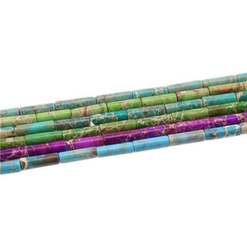 Imperial Jaspers Column Round Loose Stone 13*4mm Long Shape Bead for DIY Jewelry