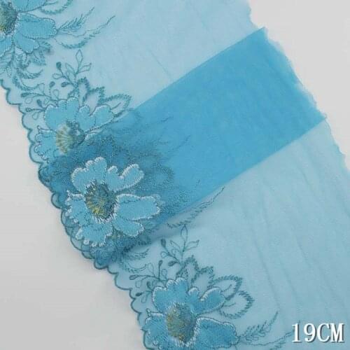 2Yds Lace Fabric Clothing Accessories Trims Fine Mesh Tulle Embroidery Skirt Dress Lolita Accessories 19cm Width High Quality